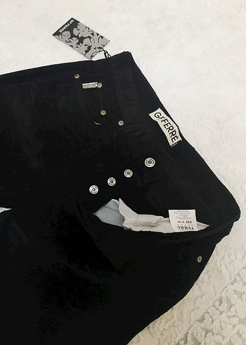 Erkek Siyah Bol Kesim kadife Pantolon - Görsel 2