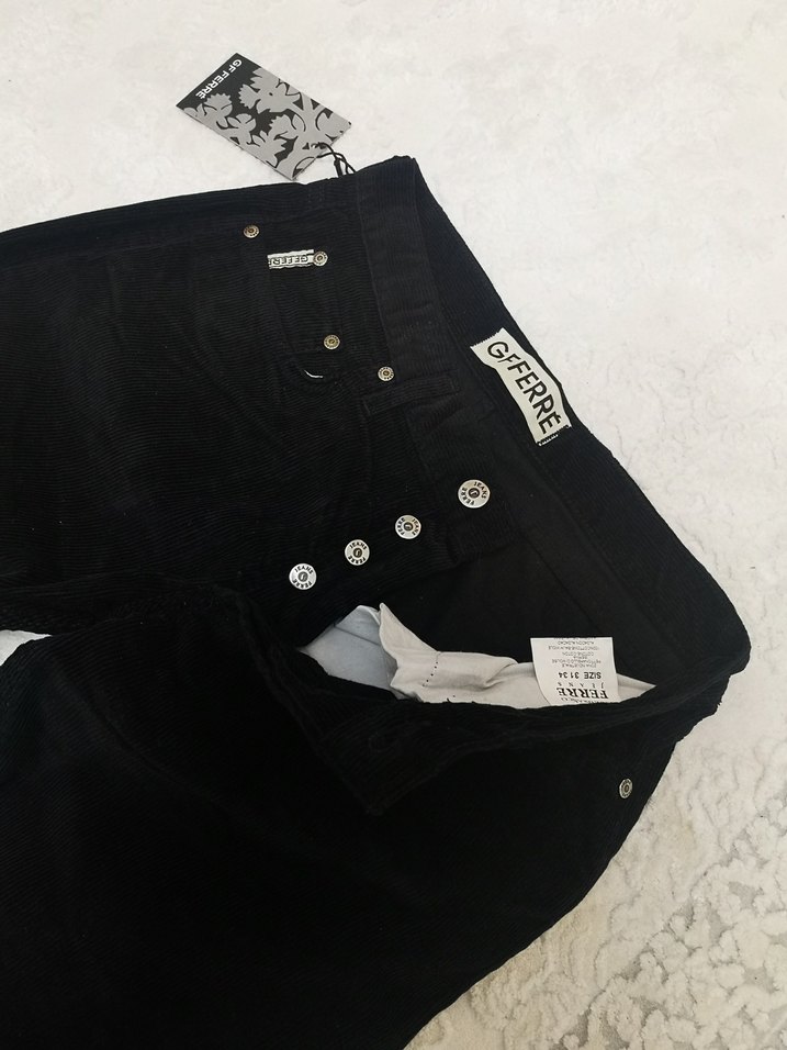 Erkek Siyah Bol Kesim kadife Pantolon - Görsel 2