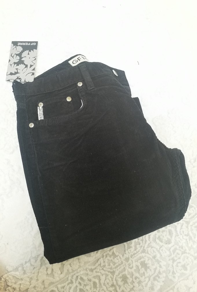 Erkek Siyah Bol Kesim kadife Pantolon - Görsel 5