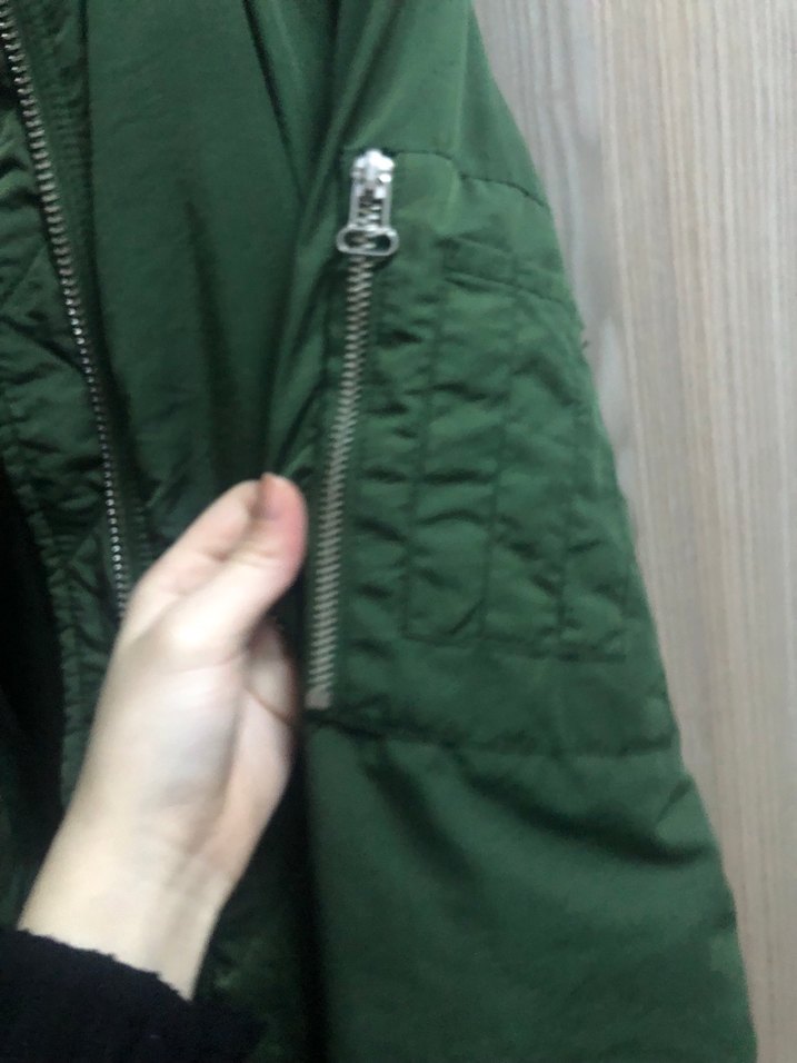 Haki Kadın Midi Ceket Fermuarlı - Görsel 3