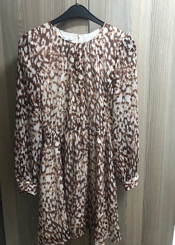 Kahverengi Uzun Kollu Mini Elbise - Görsel 2