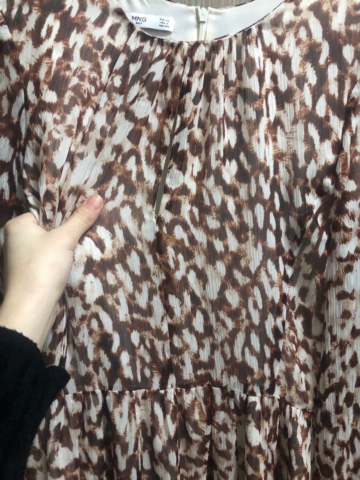 Kahverengi Uzun Kollu Mini Elbise - Görsel 4