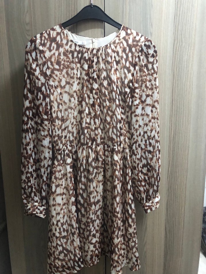 Kahverengi Uzun Kollu Mini Elbise - Görsel 2