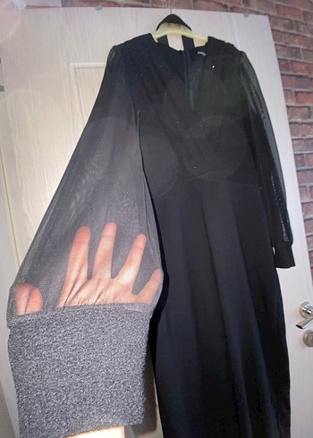 Uzun Siyah V Yaka tulum - Görsel 2