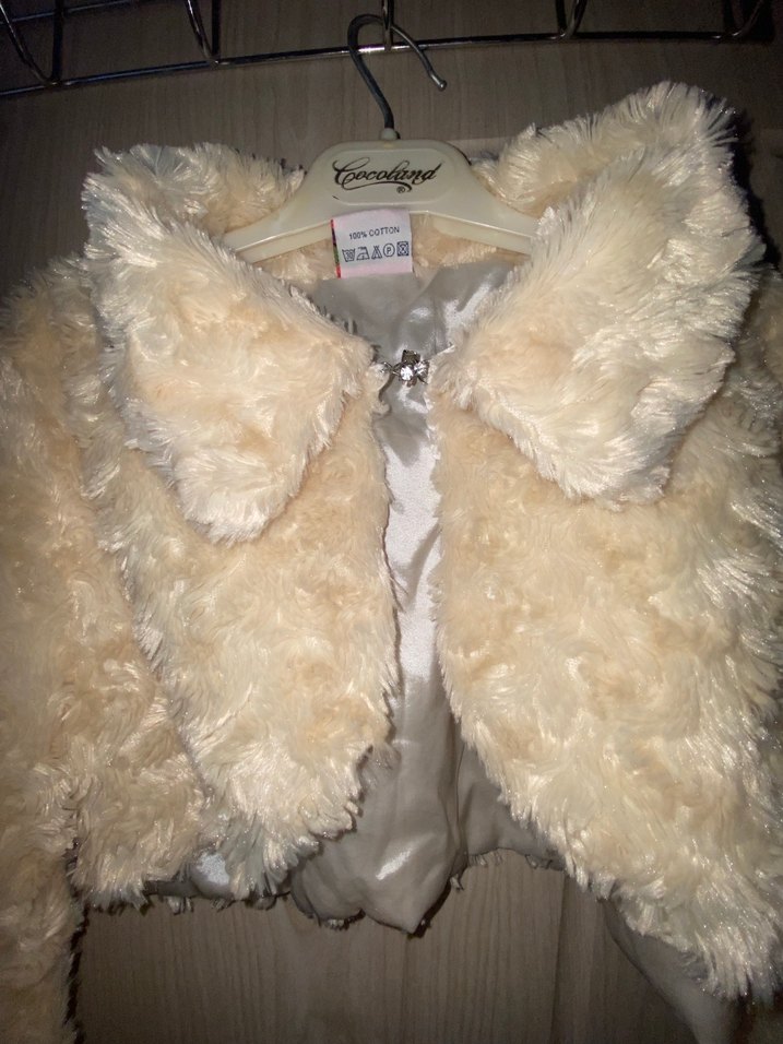 Kız Çocuk Beyaz Kürk Detaylı Bolero - Görsel 3