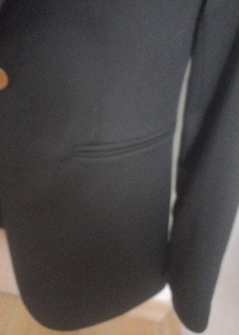 Kadın Siyah Düğmeli Ofis Blazer Ceket ve Pantolon - Görsel 4