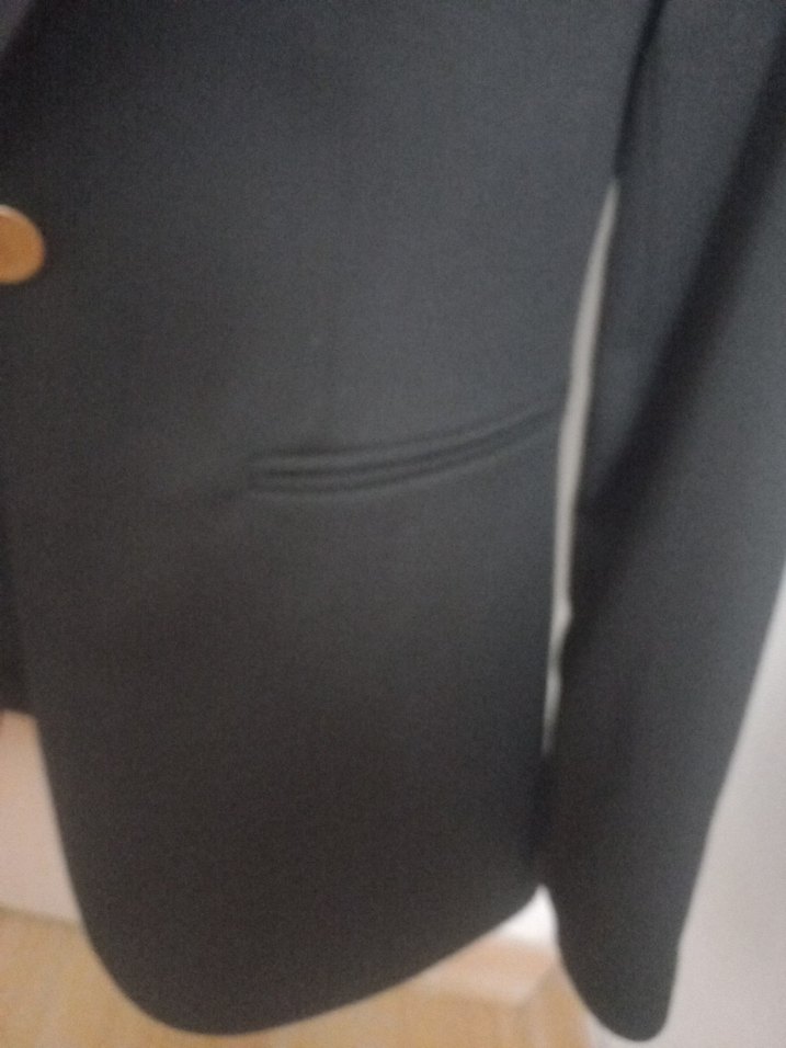 Kadın Siyah Düğmeli Ofis Blazer Ceket ve Pantolon - Görsel 4