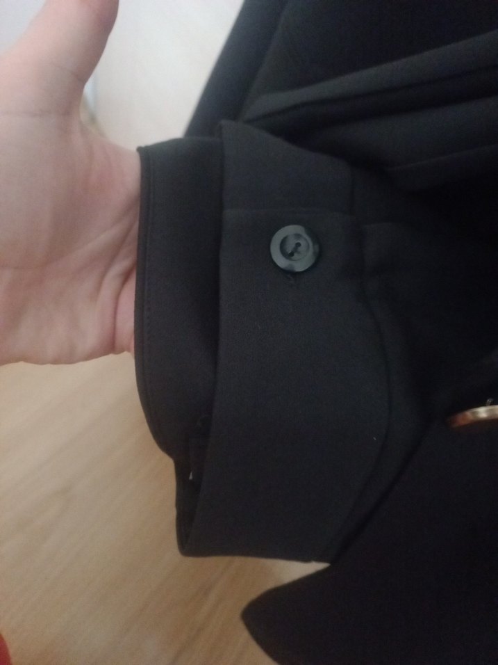 Kadın Siyah Düğmeli Ofis Blazer Ceket ve Pantolon - Görsel 5
