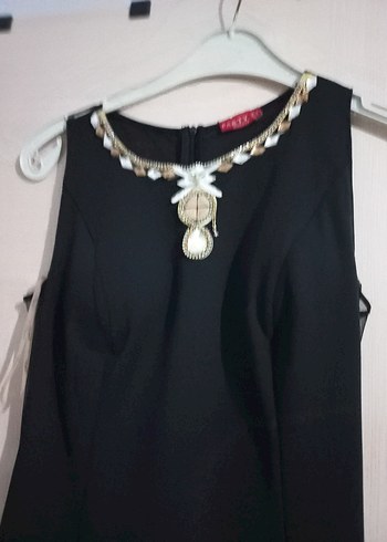 Siyah Uzun V Yaka Gotik Abiye Elbise - Görsel 2