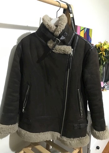 Kadın Gri Deri Kürklü Ceket - Görsel 2