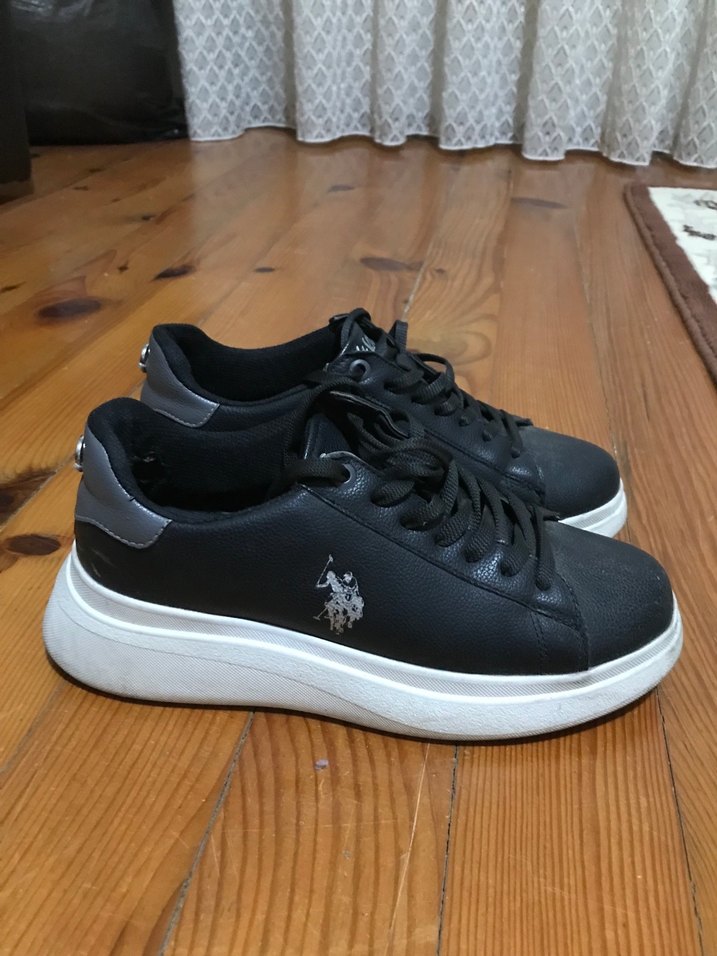 Siyah Bağcıklı Stiletto Topuklu Kadın Spor Ayakkabı - Görsel 2