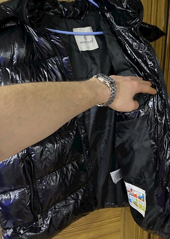 Kadın Erkek Siyah Parlak Kapüşonlu Kış Montu - Görsel 3