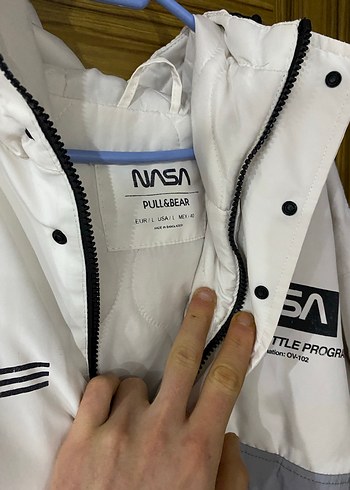 NASA Baskılı Gri Beyaz Erkek mont - Görsel 3