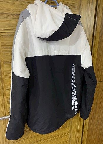 NASA Baskılı Gri Beyaz Erkek mont - Görsel 4