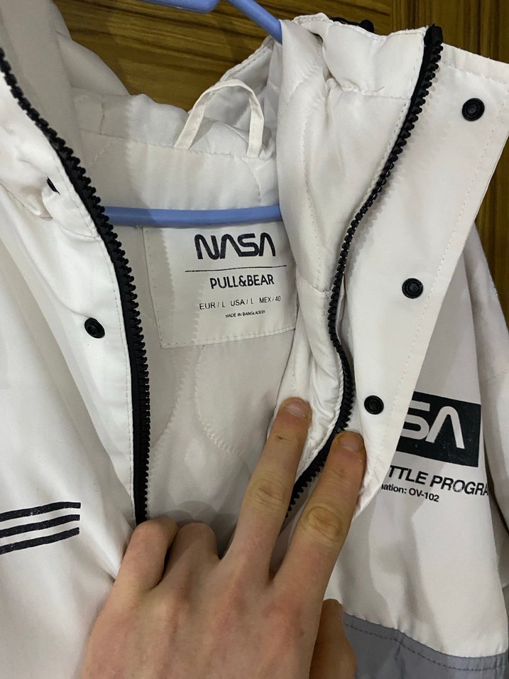 NASA Baskılı Gri Beyaz Erkek mont - Görsel 3