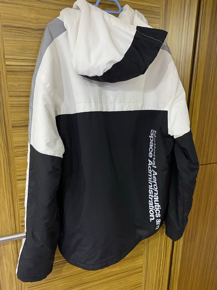 NASA Baskılı Gri Beyaz Erkek mont - Görsel 4