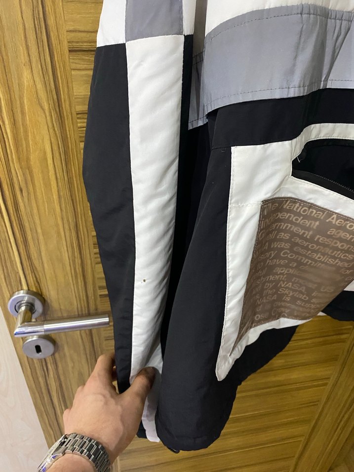 NASA Baskılı Gri Beyaz Erkek mont - Görsel 5