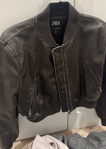 Kadın Gri Deri Bel Detaylı Ceket - Görsel 3