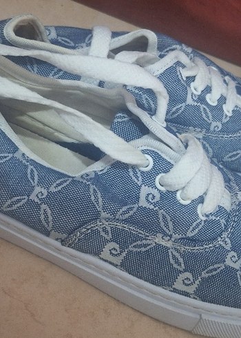 Nakışlı Kot Kumaş Kadın Dolgu Topuk Spor Ayakkabı Pierre Cardin - Görsel 2