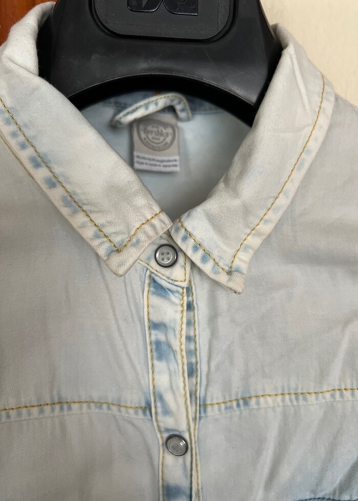 Yıkama jean gömlek - Görsel 2