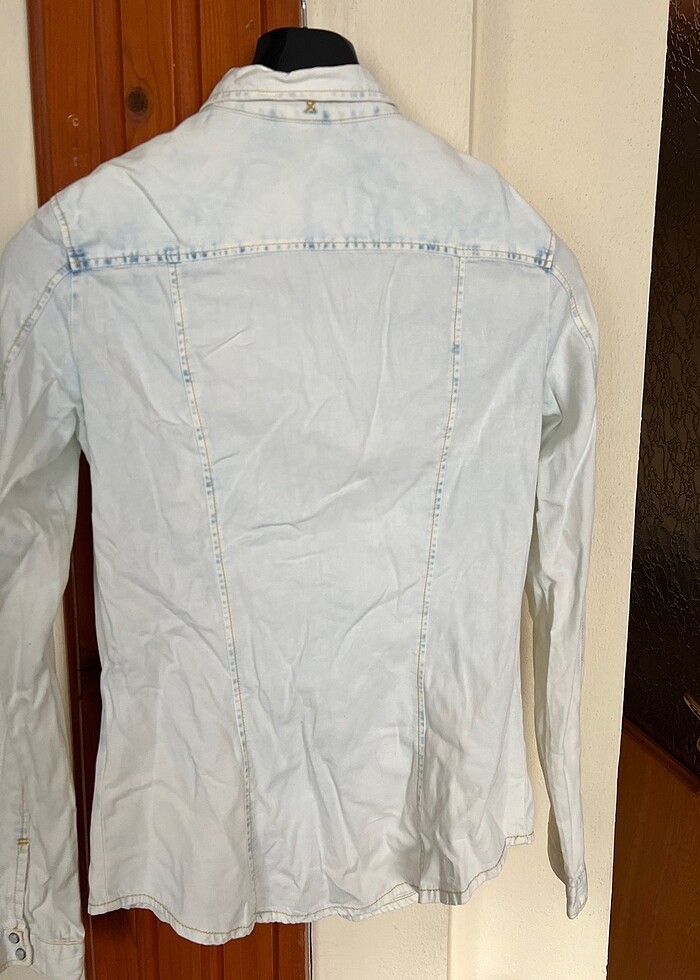 Yıkama jean gömlek - Görsel 5