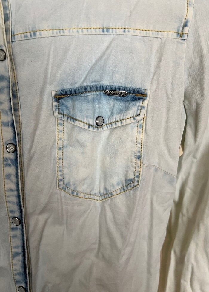 Yıkama jean gömlek - Görsel 4