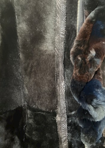 Kahverengi Desenli Uzun hakiki Deri Kürklü Kadın Kaban - Görsel 3