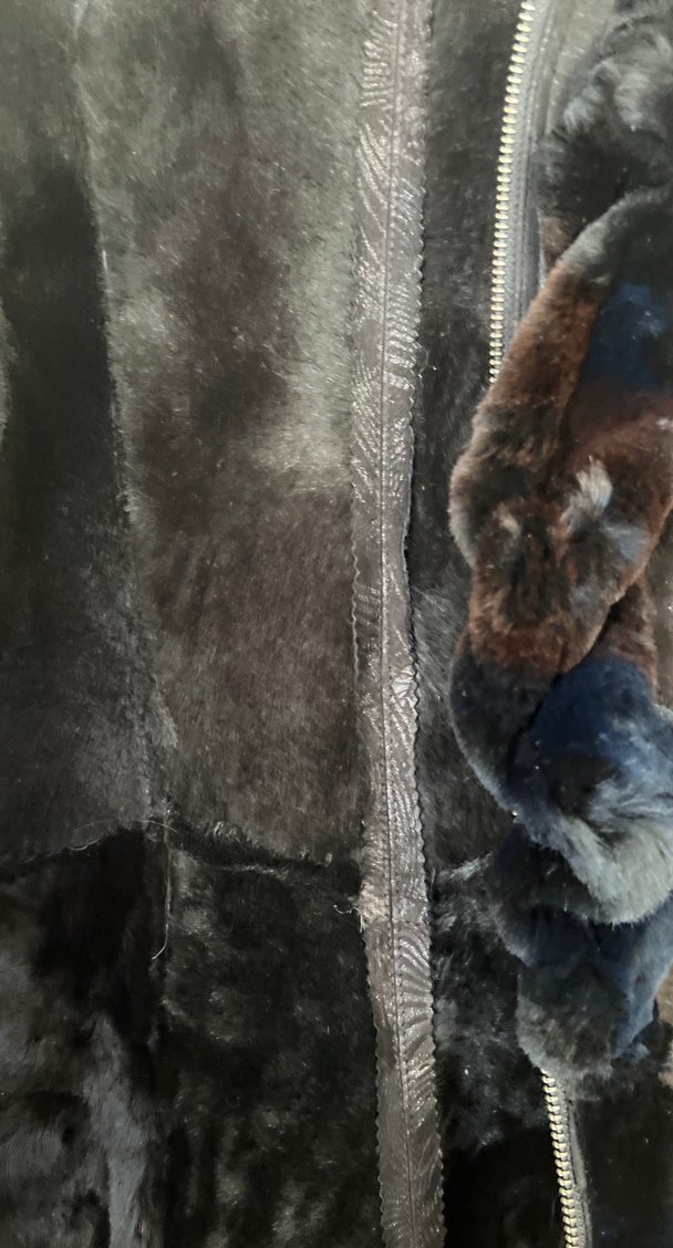 Kahverengi Desenli Uzun hakiki Deri Kürklü Kadın Kaban - Görsel 3