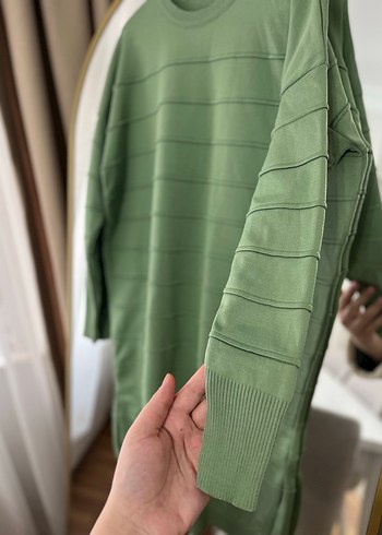 Kadın Yeşil Uzun Kollu Pilili Triko - Görsel 2