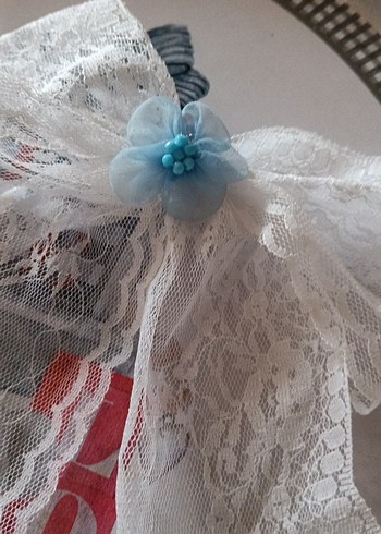 Dantel Detaylı Pembe Çiçekli Saç Bandı - Görsel 2