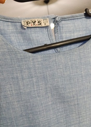 Mavi Midi Keten Karışımlı Kadın Elbise - Görsel 2