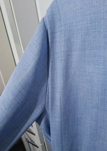 Mavi Midi Keten Karışımlı Kadın Elbise - Görsel 5