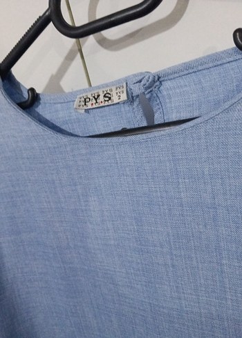 Mavi Midi Keten Karışımlı Kadın Elbise - Görsel 7