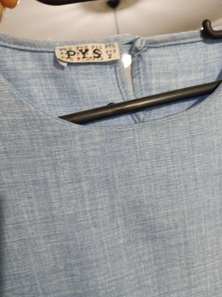 Mavi Midi Keten Karışımlı Kadın Elbise - Görsel 2