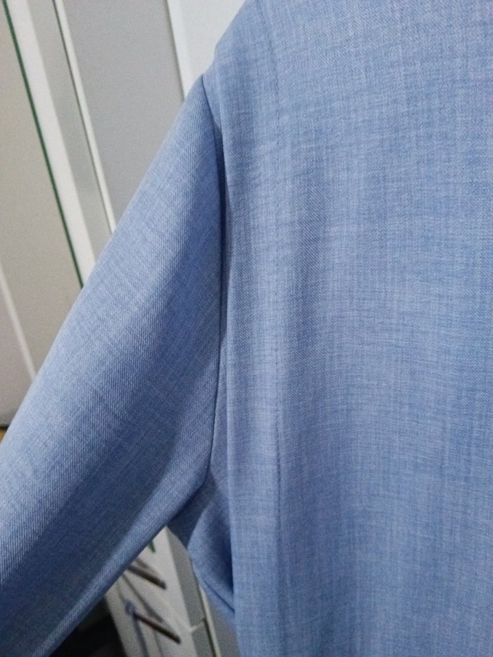 Mavi Midi Keten Karışımlı Kadın Elbise - Görsel 5