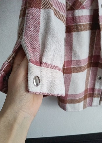 Düğmeli Bej Ekose Pamuk Gömlek - Görsel 2