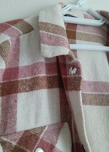 Düğmeli Bej Ekose Pamuk Gömlek - Görsel 4