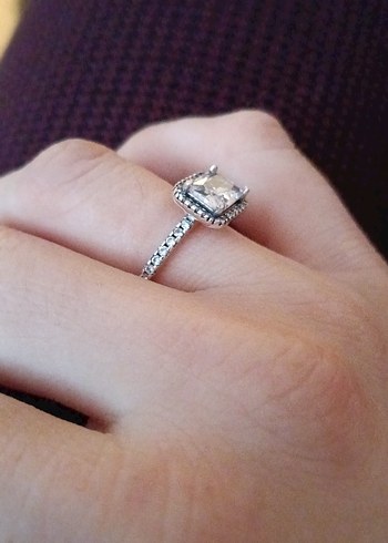 Gri Parlak Taşlı Kadın Yüzük Pandora 925 ayar Gümüş - Görsel 4