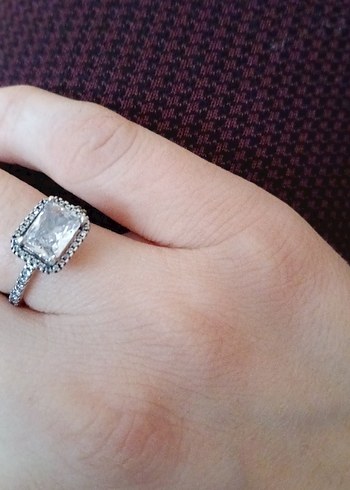 Gri Parlak Taşlı Kadın Yüzük Pandora 925 ayar Gümüş - Görsel 2