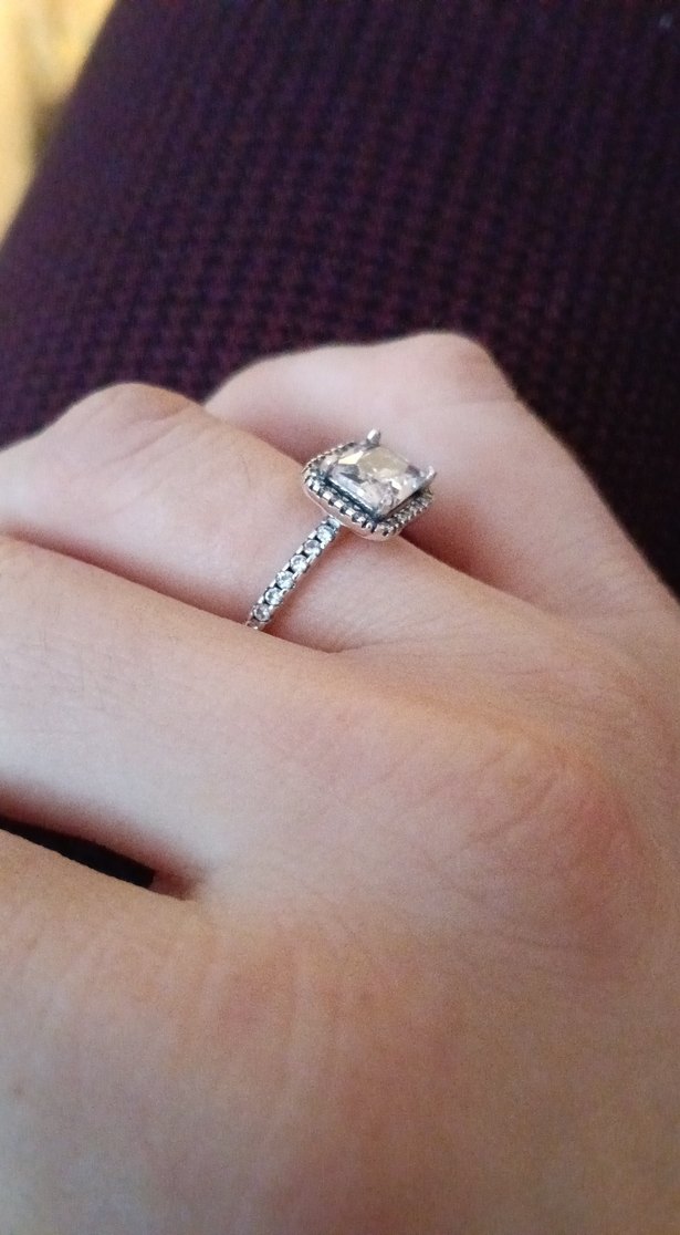 Gri Parlak Taşlı Kadın Yüzük Pandora 925 ayar Gümüş - Görsel 4