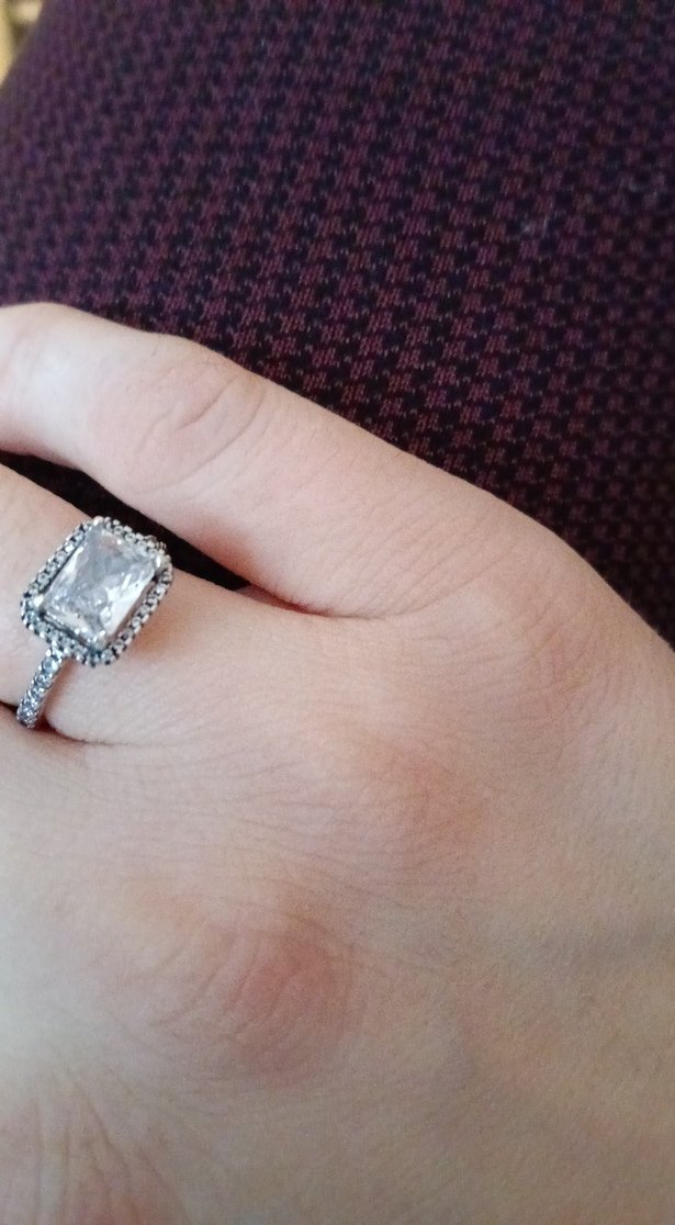 Gri Parlak Taşlı Kadın Yüzük Pandora 925 ayar Gümüş - Görsel 2