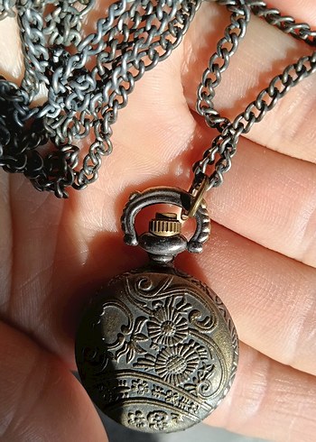 Gri Kapaklı Vintage Cep Saati pili Bitik - Görsel 7