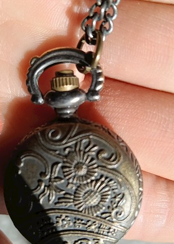 Gri Kapaklı Vintage Cep Saati pili Bitik - Görsel 3