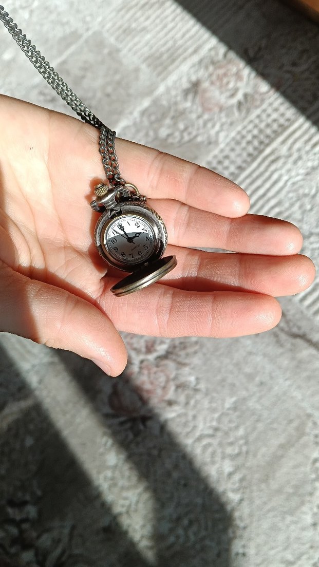 Gri Kapaklı Vintage Cep Saati pili Bitik - Görsel 4