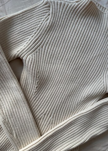 Beyaz Yüksek Yakalı Triko Kadın elbise - Görsel 2