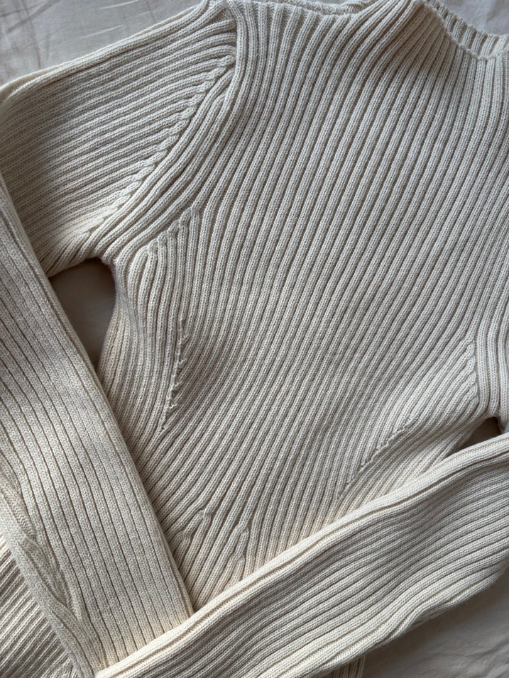 Beyaz Yüksek Yakalı Triko Kadın elbise - Görsel 2