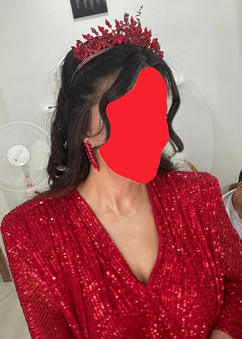 Kırmızı Taşlı Kına Tacı - Görsel 3