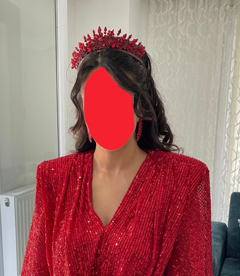 Kırmızı Taşlı Kına Tacı - Görsel 2