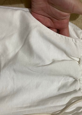 Beyaz Keten Fermuarlı Kadın Eşofman Altı - Görsel 2