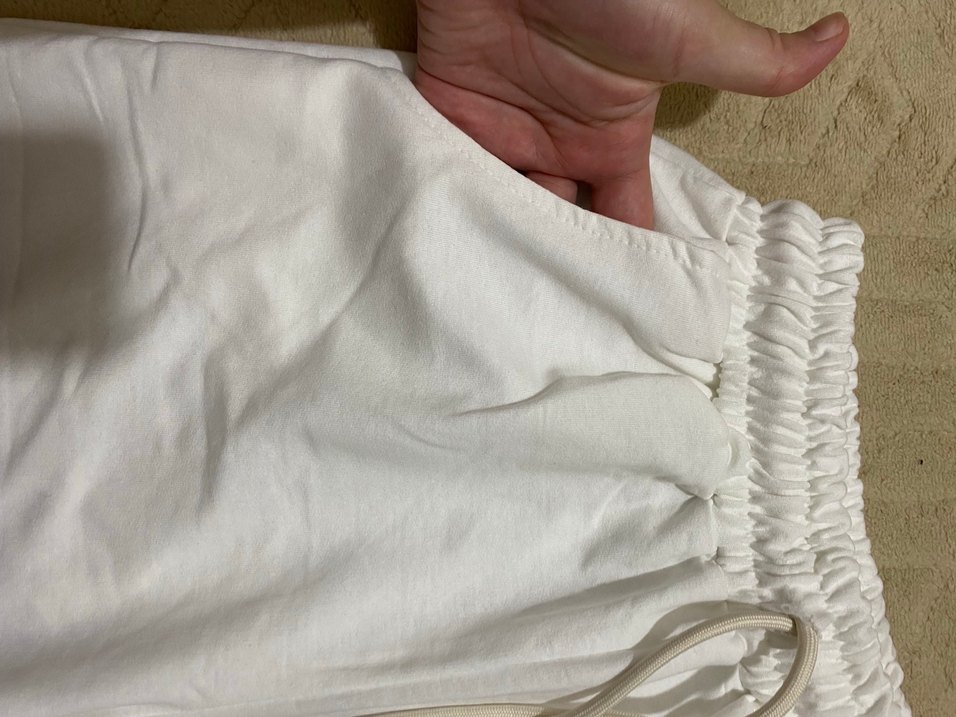 Beyaz Keten Fermuarlı Kadın Eşofman Altı - Görsel 2